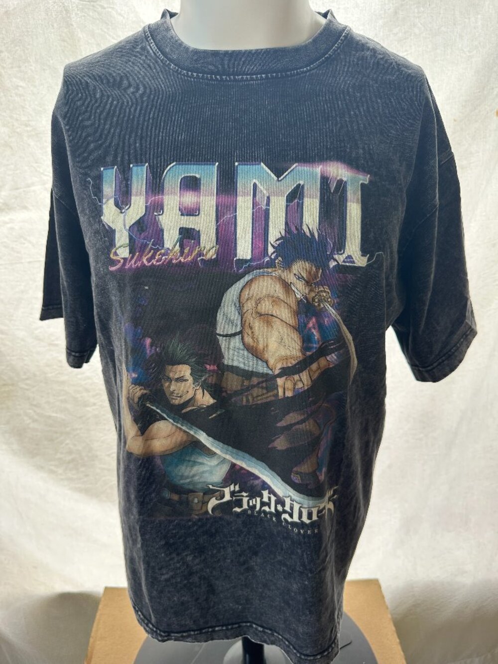 Black Clover Yami Sukehiro Men's Black Gray Tye Dye Shirt Large